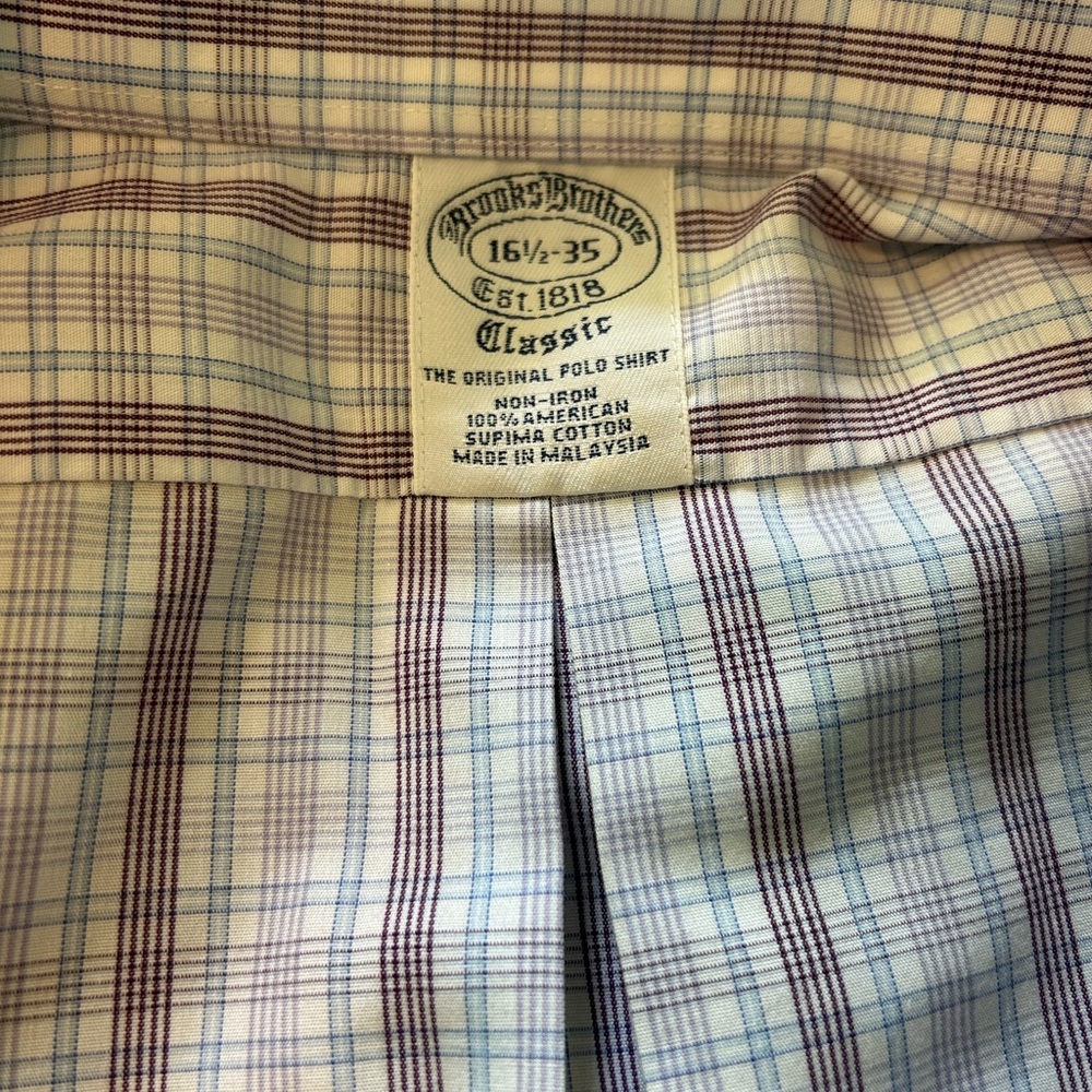 Brooks Brothers Original Polo Shirt Blue and Purple Checkered Shirt